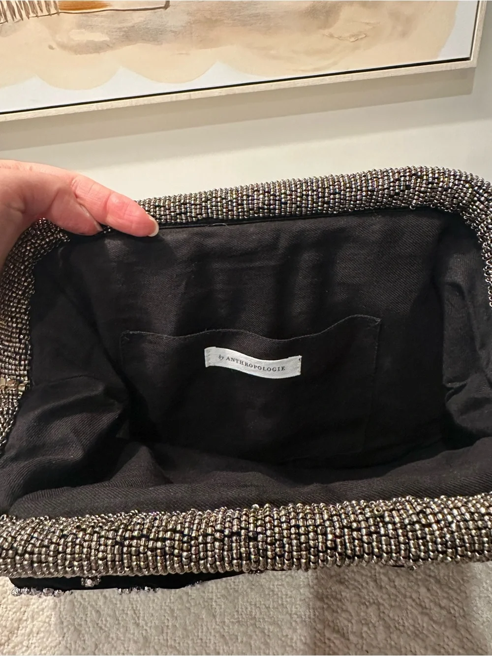 Anthropologie Studded Embellished Velvet Clutch